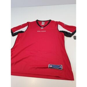 Atlanta Falcons Football Jersey Womens Medium Red Black NFL Football V Neck